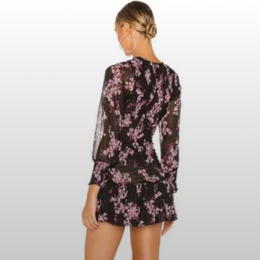 Misa Roisin Smocked Dress Berry Floral Med. CB2103 - Picture 2 of 12